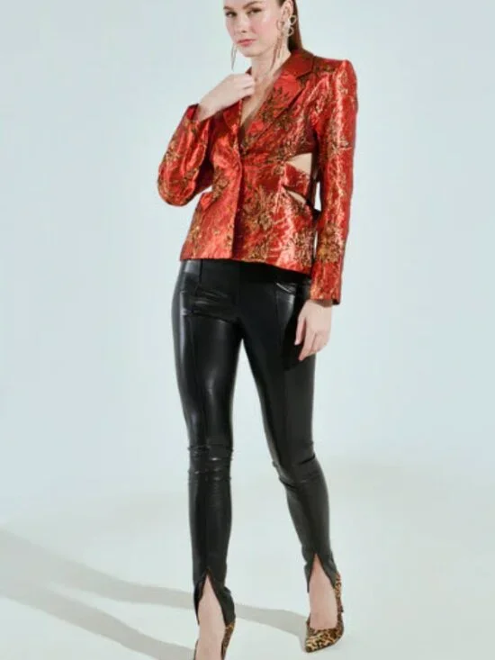 AKIRA Heavy Brocade Red Cutout Jacket NWOT – Size XL (Fits M/L) - Picture 6 of 16